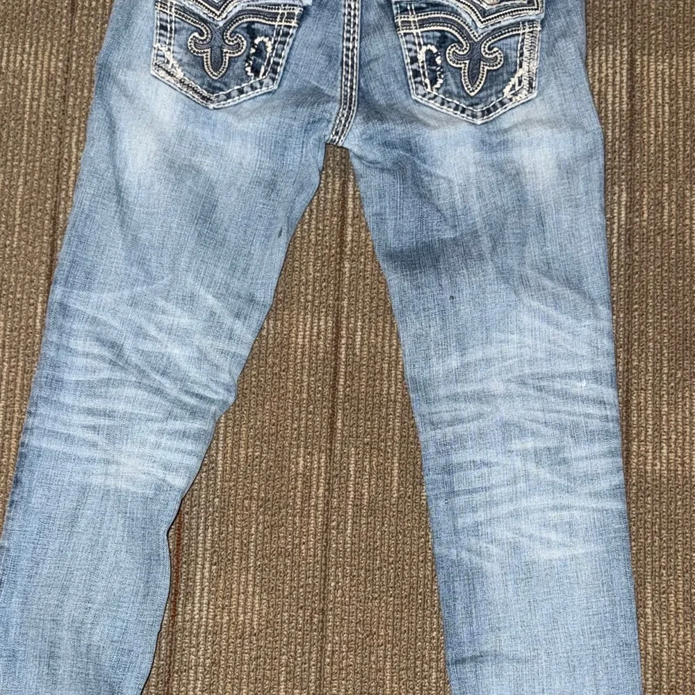 Rock Revival Blue Denim Jeans with Orange Stitching - Picture 8 of 8